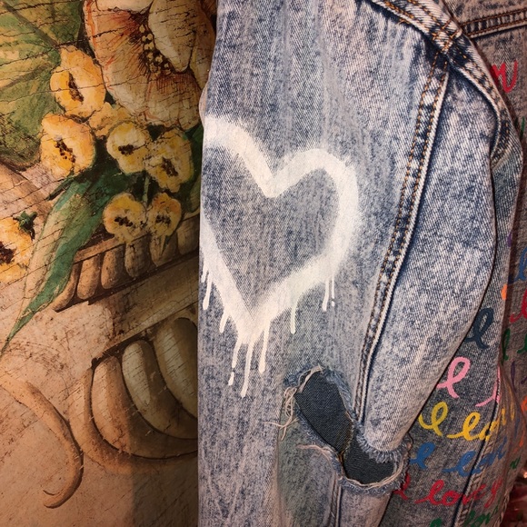Wren & Glory Rare I Love You Denim Jacket Sz M - Picture 6 of 16